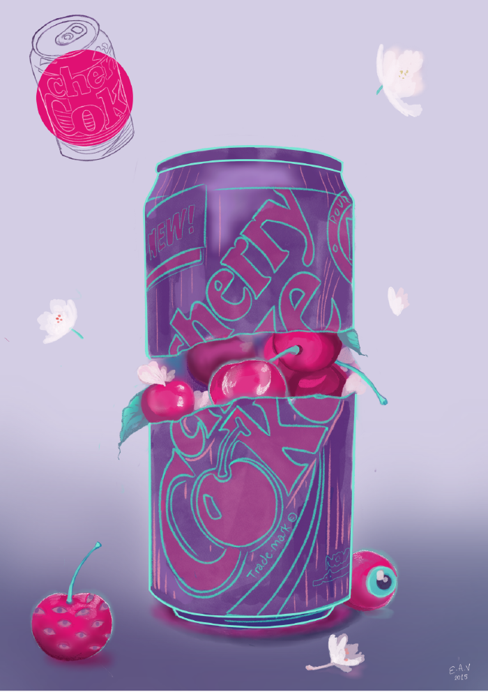 cherry cola surreal illustration